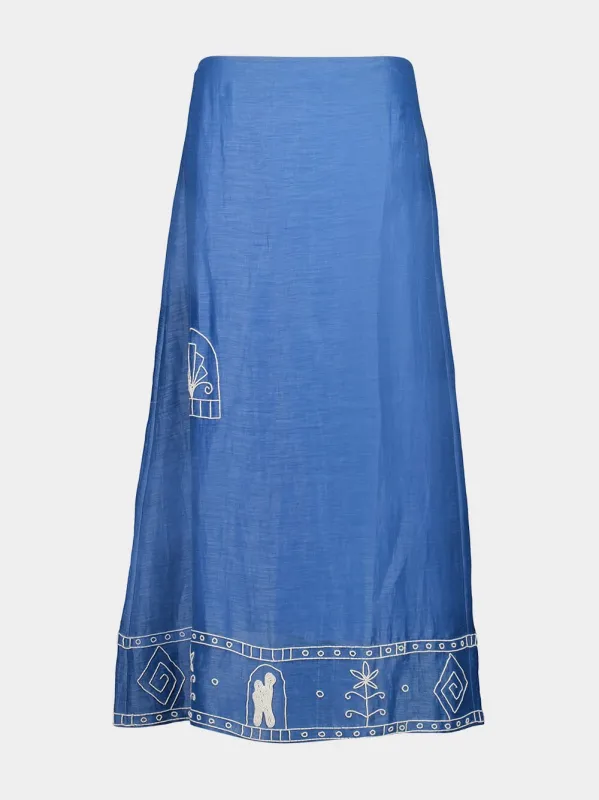 Blue Yasmeen Embellished Skirt sold by Fashion Clinic