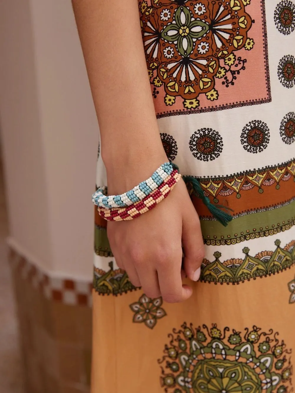 Clay and Cream Le Jardin Bunch Bead Bracelet sold by Fashion Clinic product image thumbnail 2