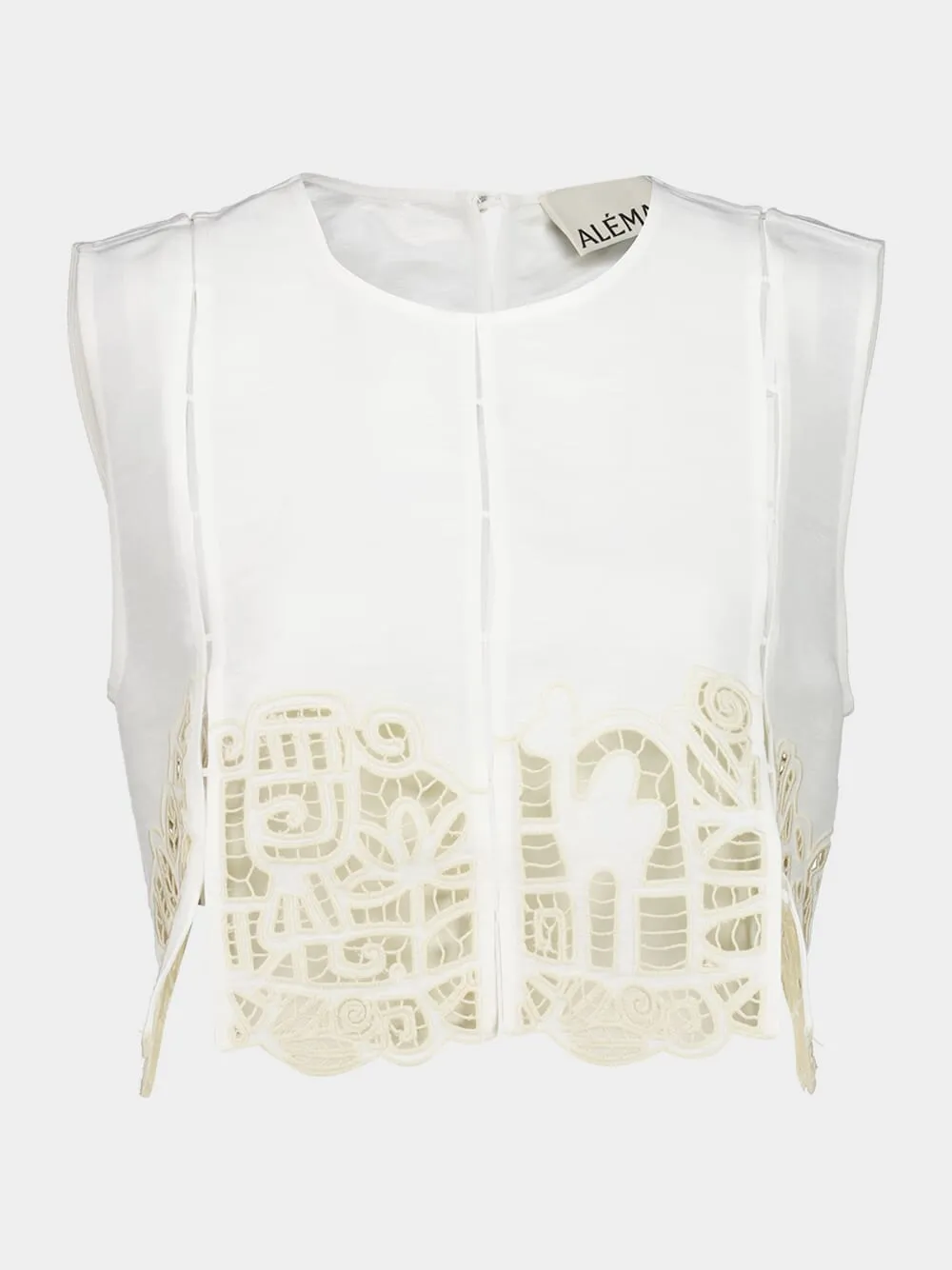 Cream Rosemary Embroidered Crop Top sold by Fashion Clinic product image thumbnail 2
