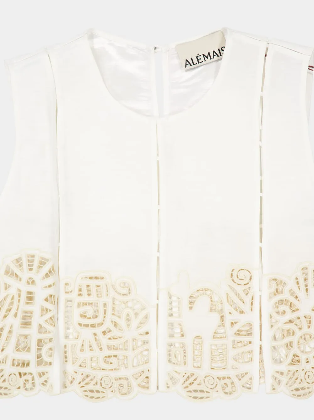 Cream Rosemary Embroidered Crop Top sold by Fashion Clinic product image thumbnail 5