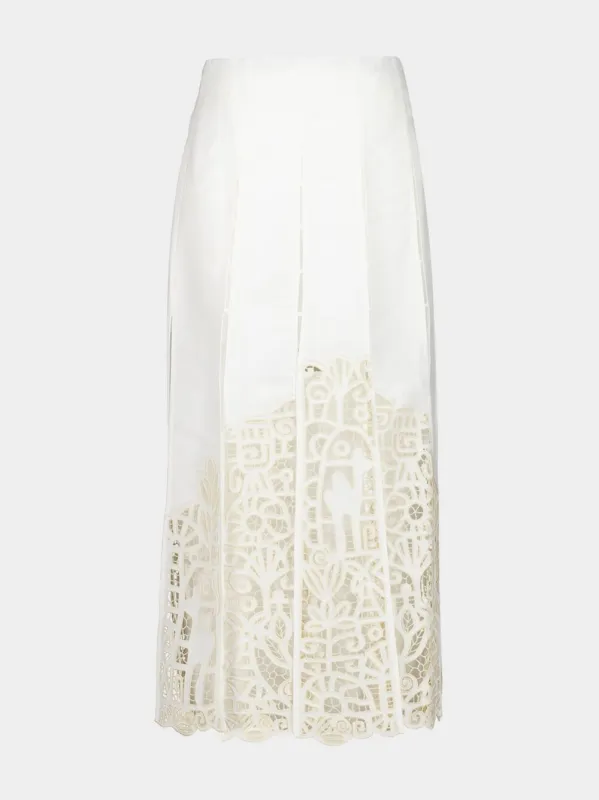 Cream Rosemary Embroidered Midi Skirt sold by Fashion Clinic