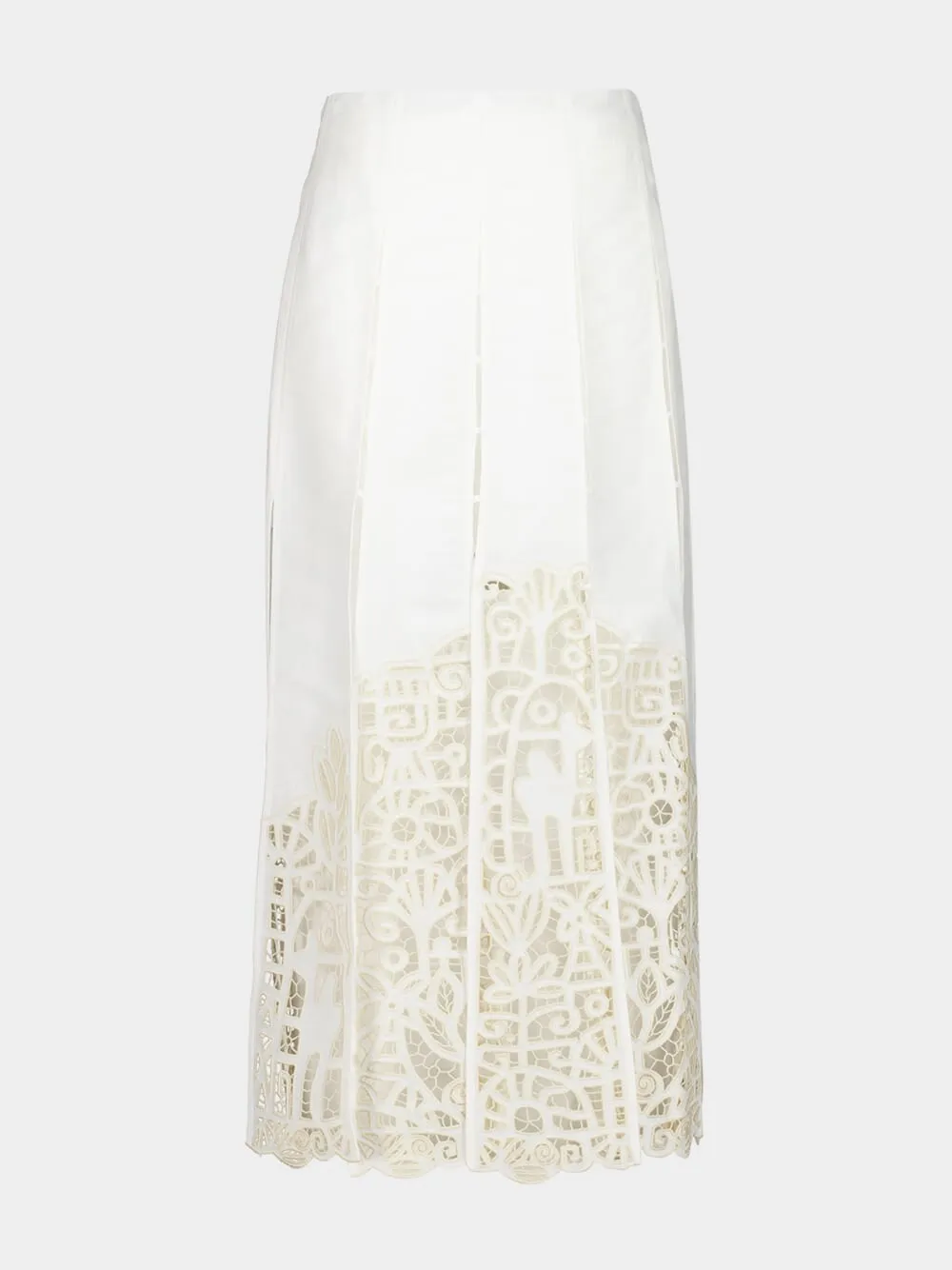 Cream Rosemary Embroidered Midi Skirt sold by Fashion Clinic