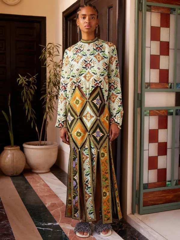 Cece Print Spliced Midi Dress sold by Fashion Clinic