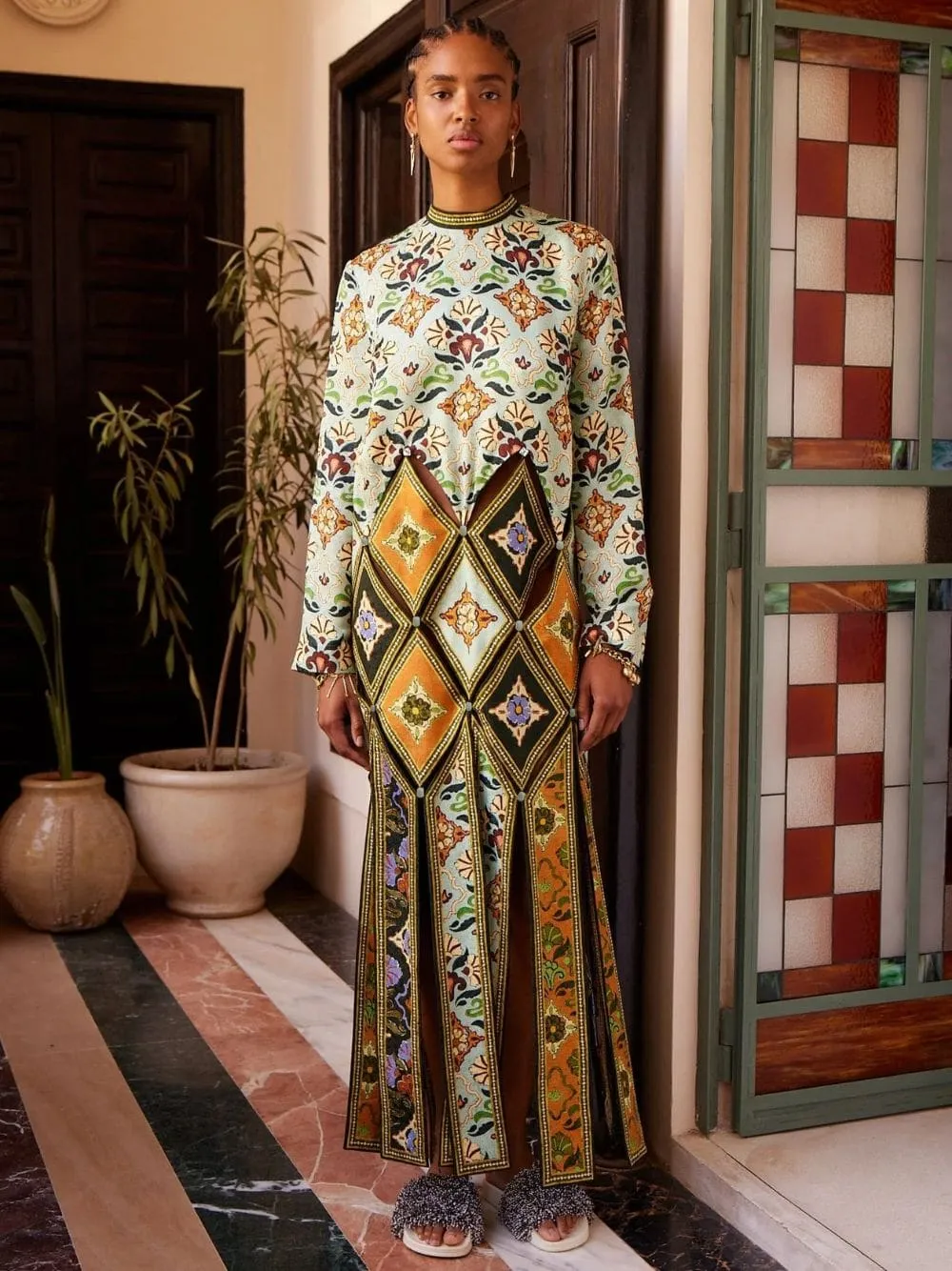 Cece Print Spliced Midi Dress sold by Fashion Clinic