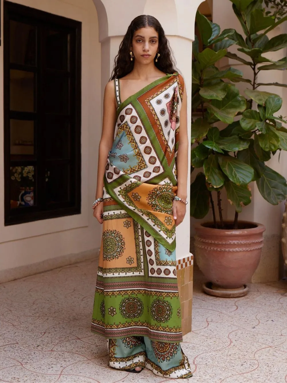 Contina Tiles Printed Silk Scarf sold by Fashion Clinic