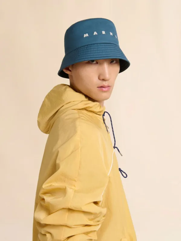 Turquoise Gabardine Bucket Hat sold by Fashion Clinic