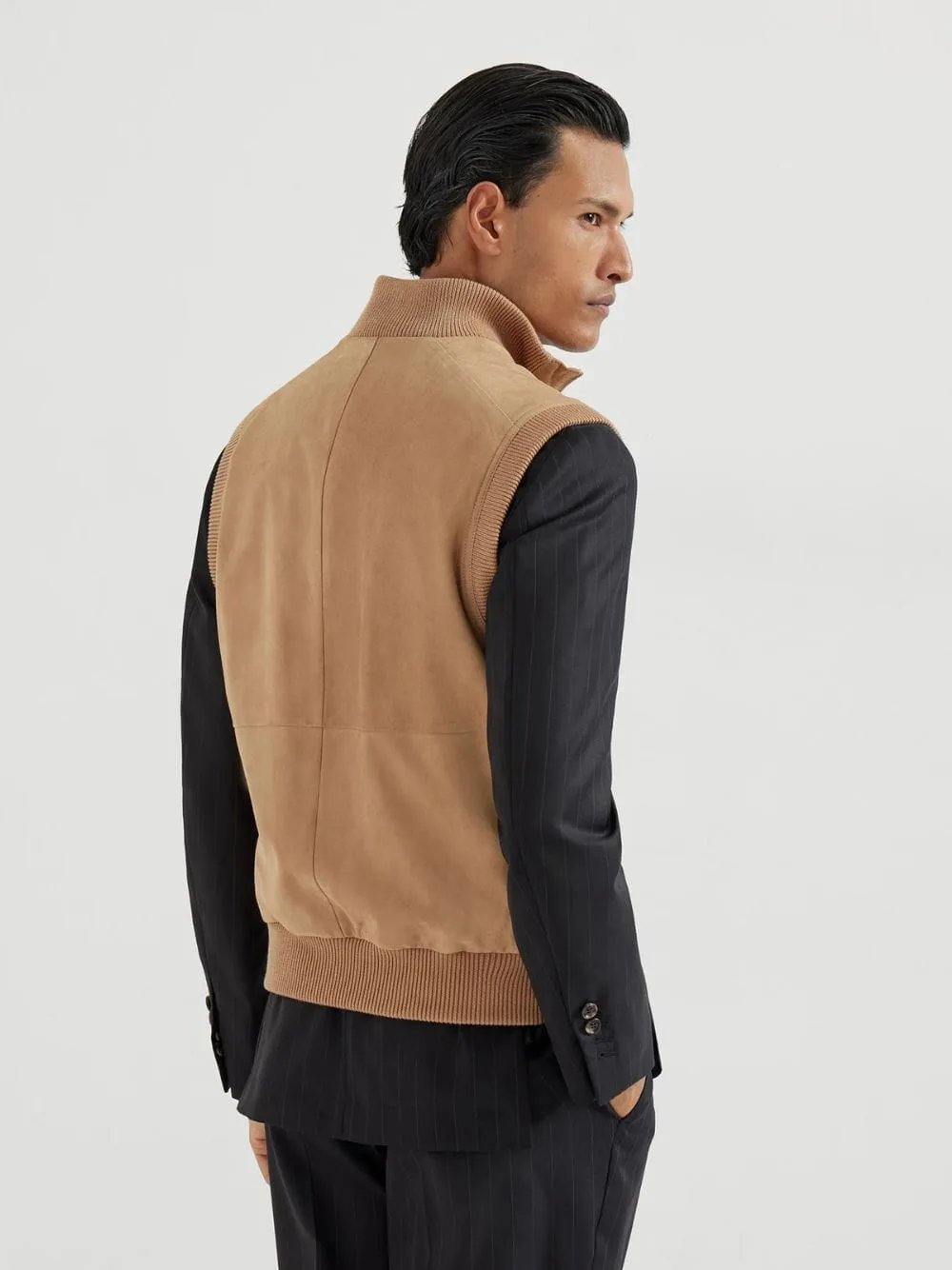 Light Brown Suede Padded Vest sold by Fashion Clinic product image thumbnail 3