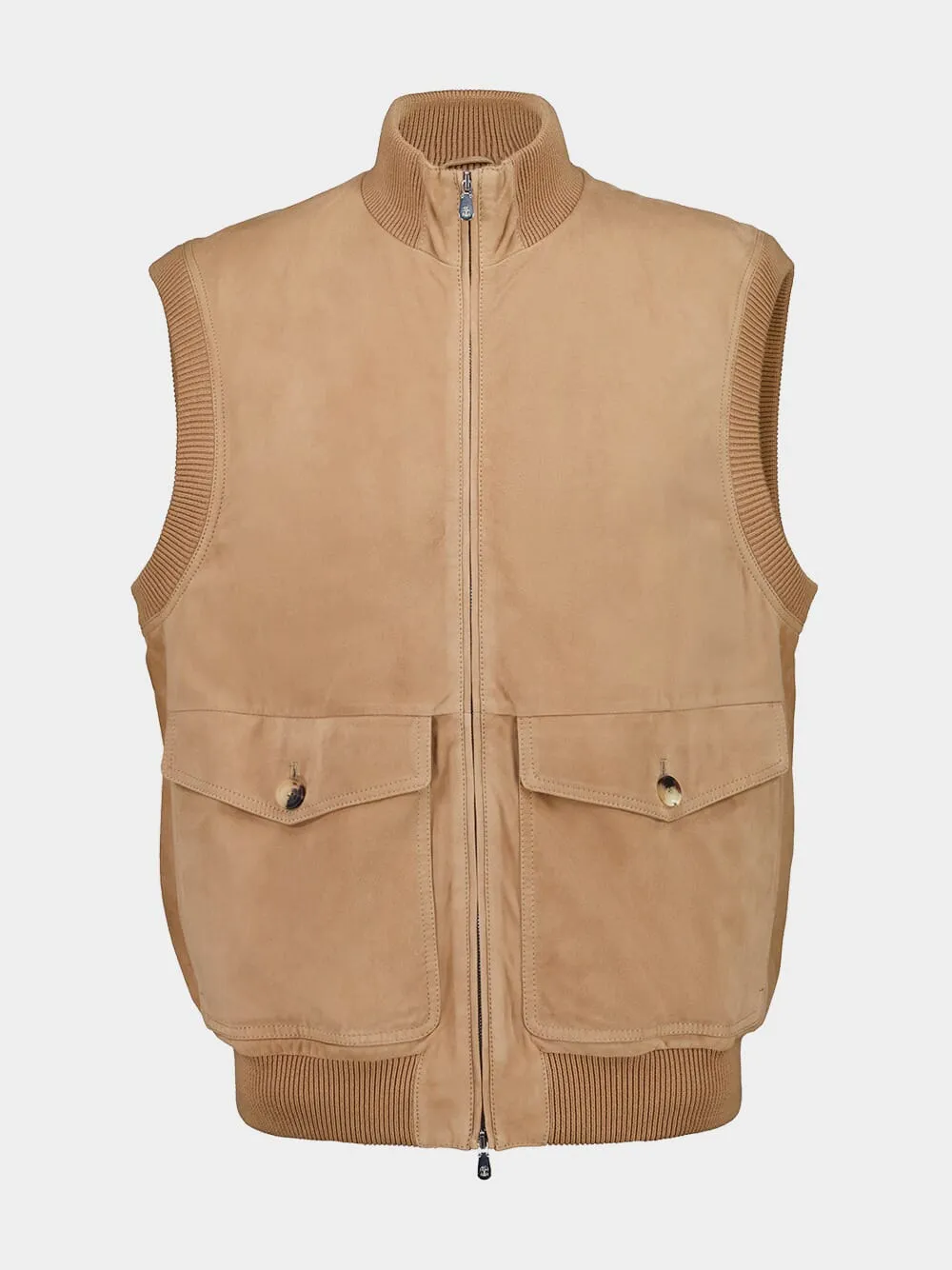 Light Brown Suede Padded Vest sold by Fashion Clinic product image thumbnail 2