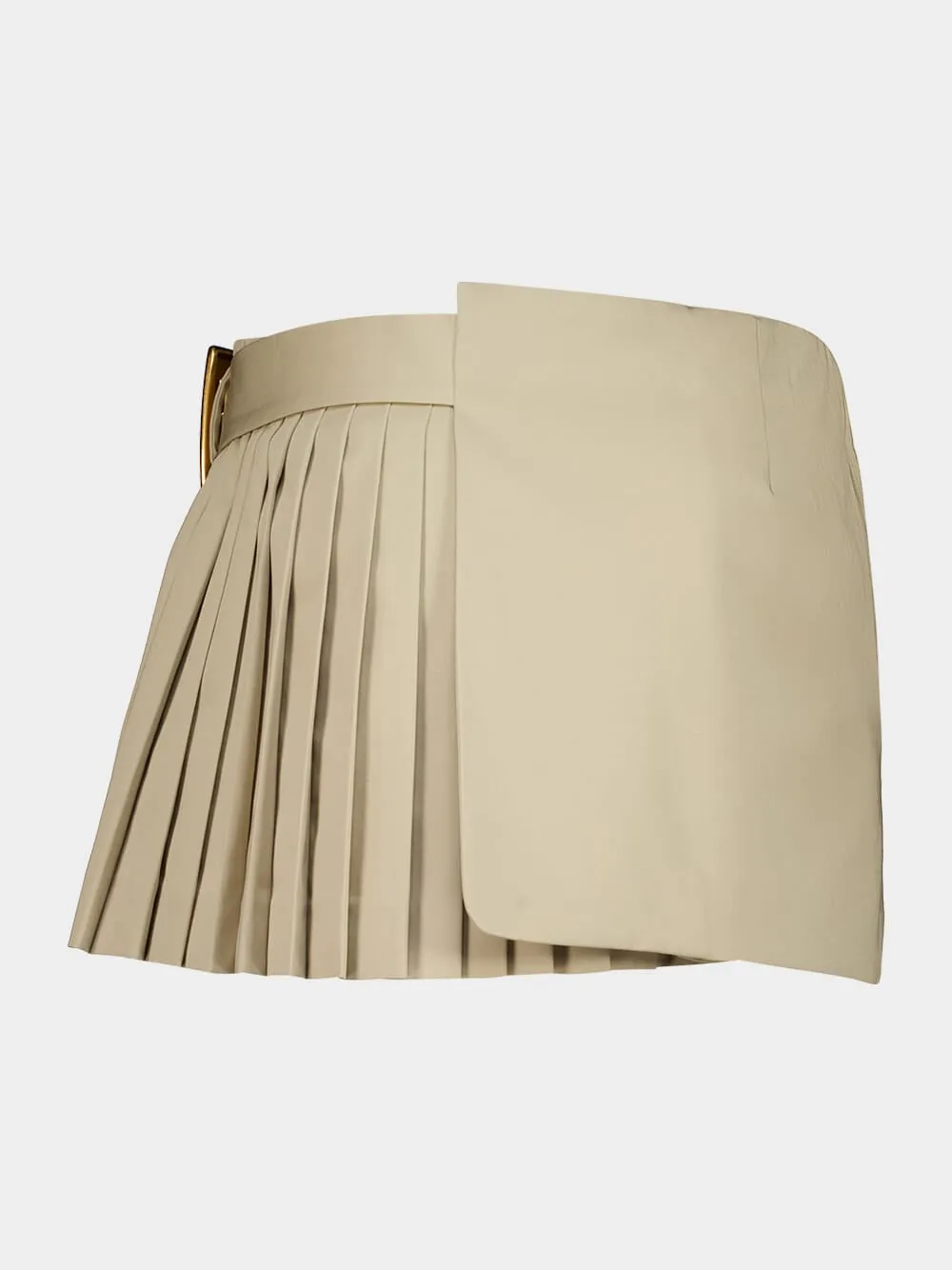 Beige Cotton Gabardine Mini Skirt with Belt Detail sold by Fashion Clinic product image thumbnail 3
