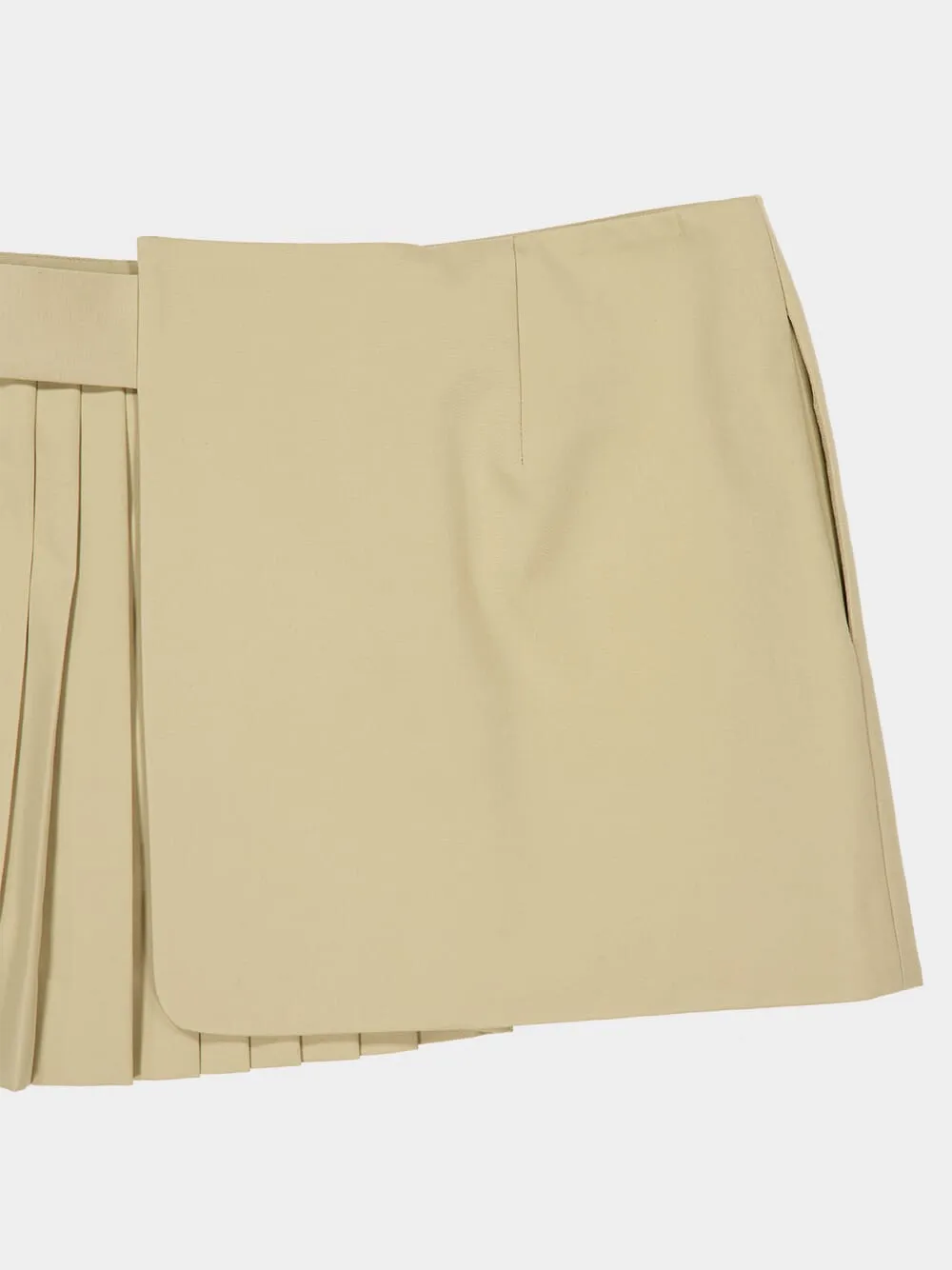 Beige Cotton Gabardine Mini Skirt with Belt Detail sold by Fashion Clinic product image thumbnail 5
