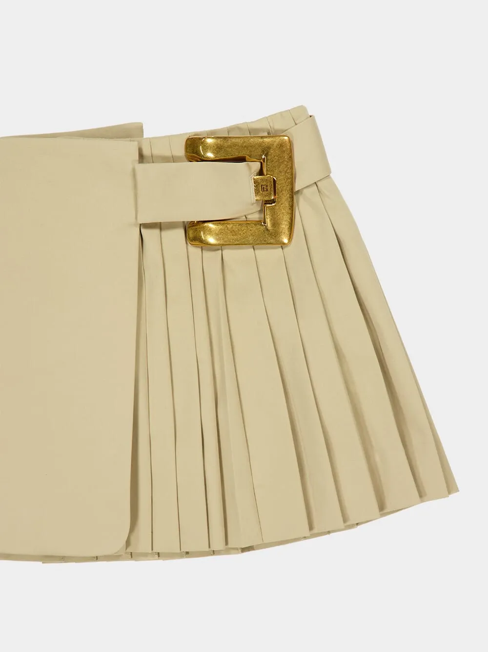 Beige Cotton Gabardine Mini Skirt with Belt Detail sold by Fashion Clinic product image thumbnail 4