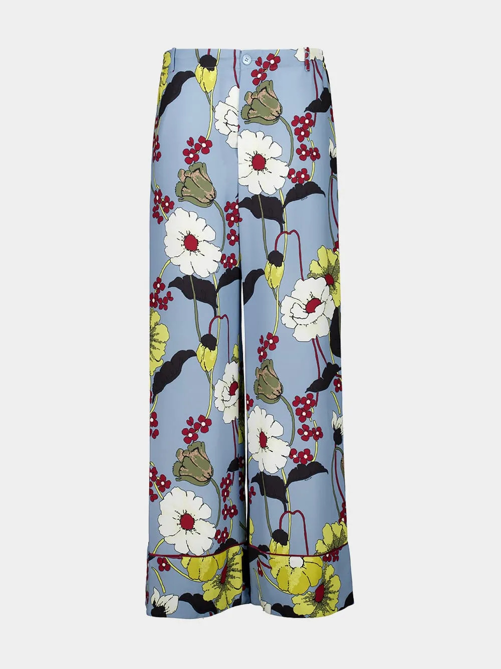 Sky Blue Envers Satin Palazzo Pants with Melodia Print sold by Fashion Clinic product image thumbnail 2