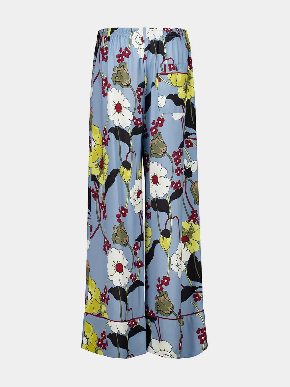 Sky Blue Envers Satin Palazzo Pants with Melodia Print sold by Fashion Clinic product image thumbnail 4