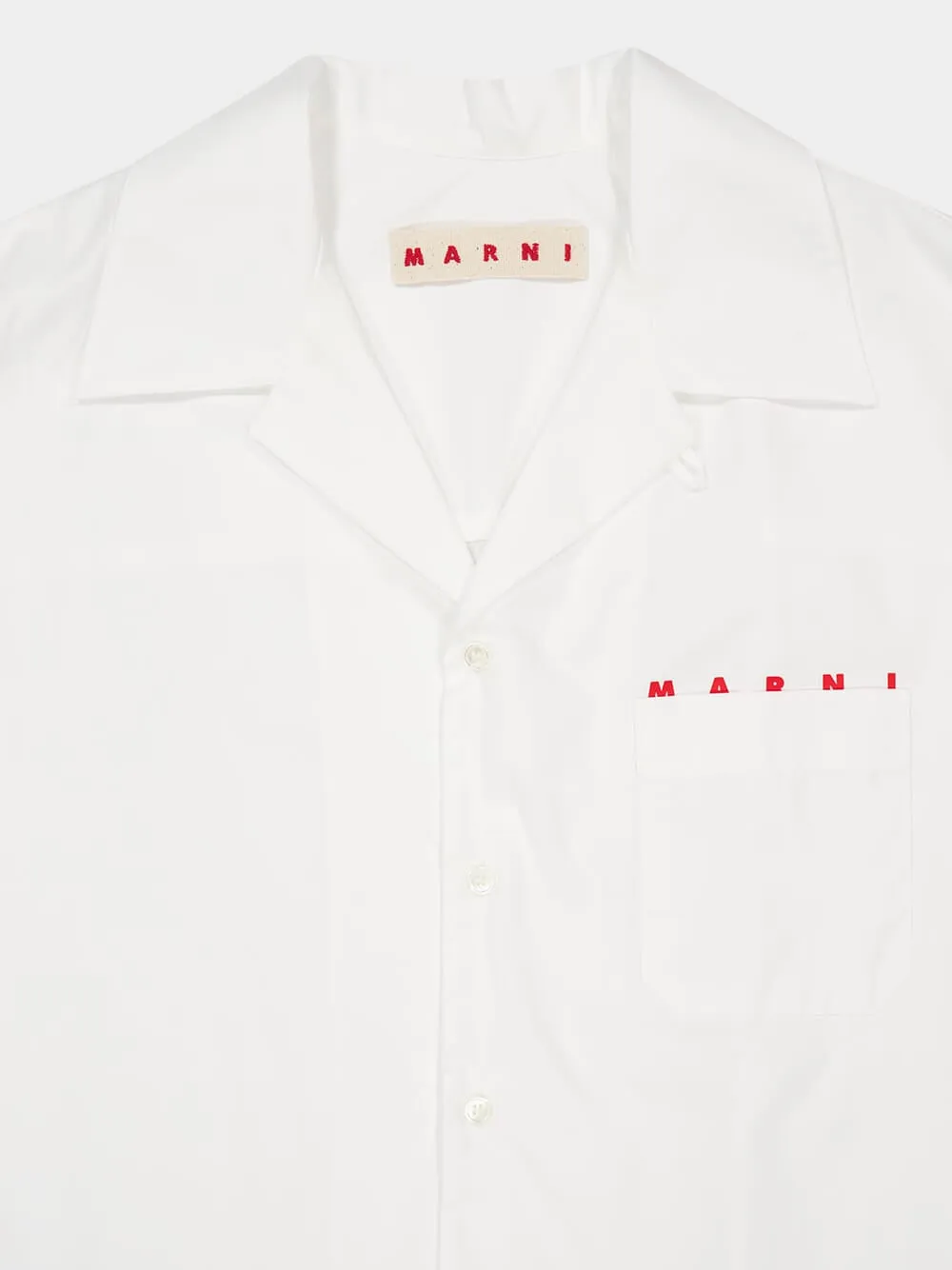 Lily White Poplin Bowling Shirt with Peeking Logo sold by Fashion Clinic product image thumbnail 3