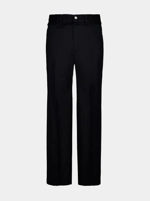 Black Virgin Wool-Blend Trousers sold by Fashion Clinic