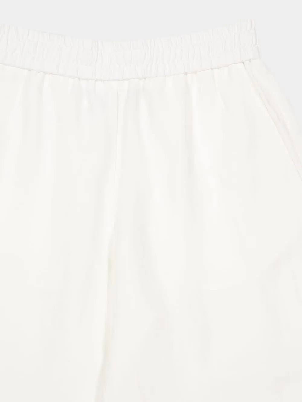 White Blended Linen Elasticated Waist Trousers sold by Fashion Clinic product image thumbnail 5