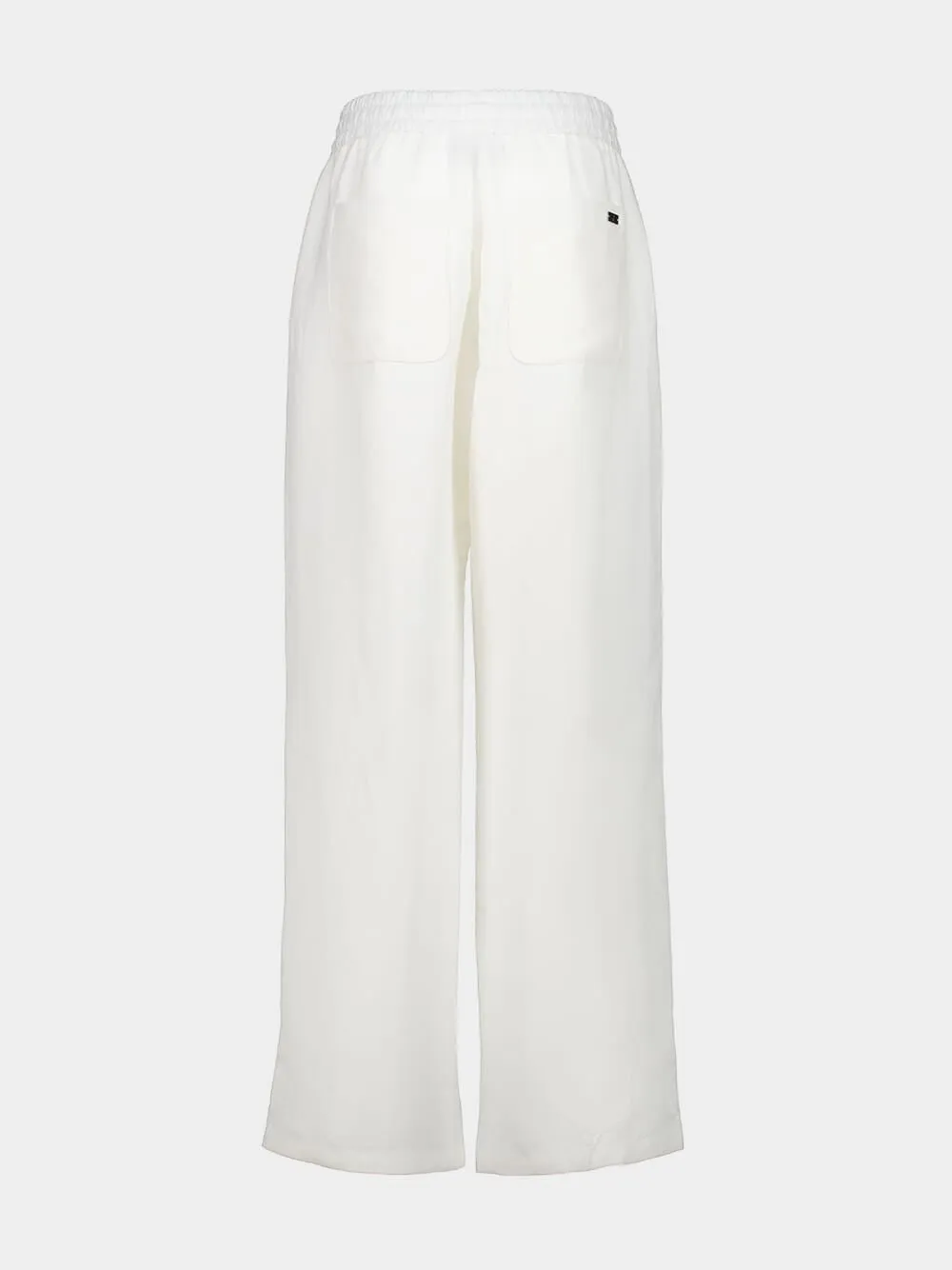 White Blended Linen Elasticated Waist Trousers sold by Fashion Clinic product image thumbnail 3