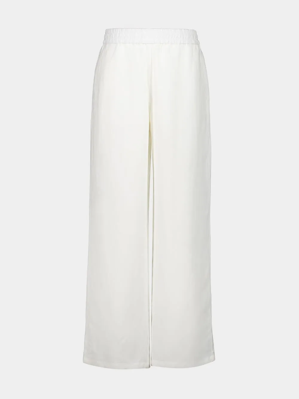 White Blended Linen Elasticated Waist Trousers sold by Fashion Clinic
