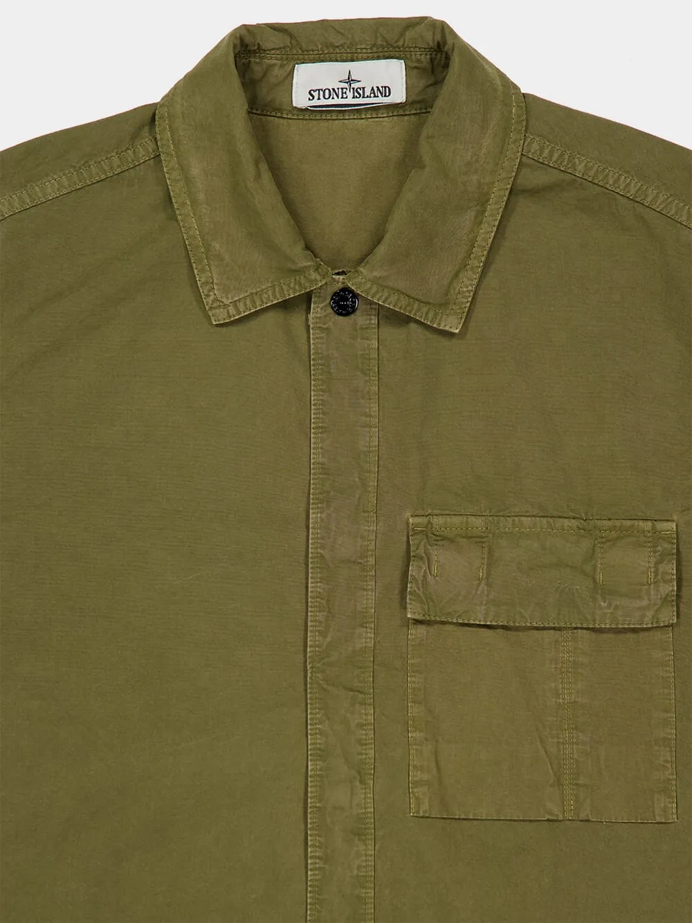 Military Green Brushed Organic Cotton Canvas Shirt sold by Fashion Clinic product image thumbnail 5