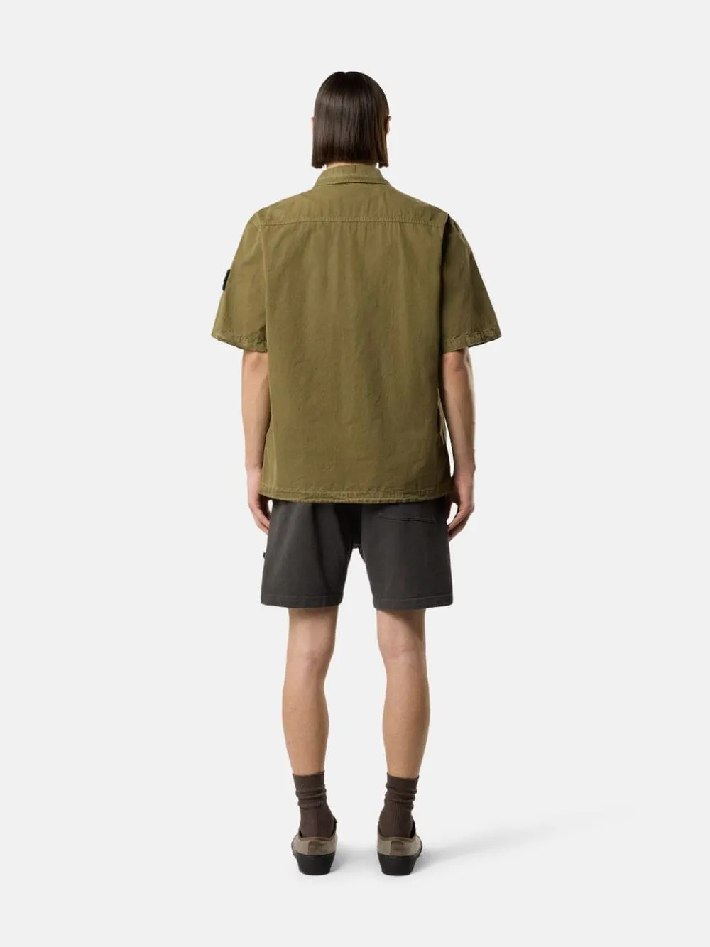Military Green Brushed Organic Cotton Canvas Shirt sold by Fashion Clinic product image thumbnail 3