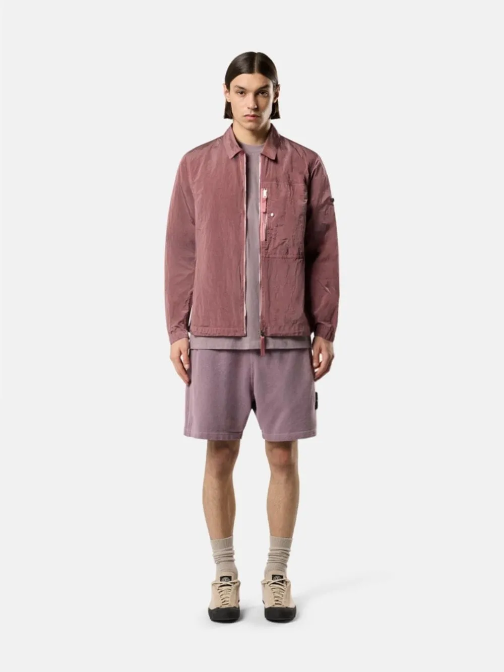 Purple Grey Malfilé Cotton Fleece Jogger Shorts sold by Fashion Clinic