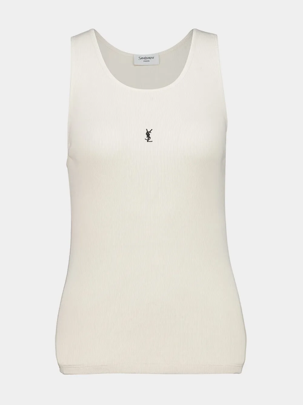 Natural Cassandre embroidered cotton tank top sold by Fashion Clinic