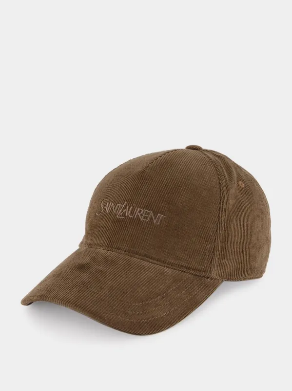 Khaki Corduroy Baseball Cap made by Yves Saint Laurent