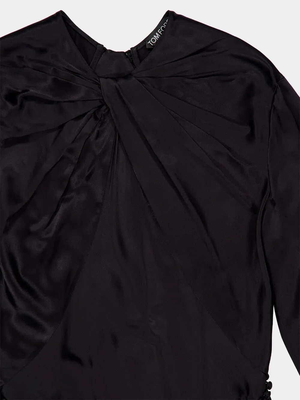 Draped Black Viscose Long-Sleeved Maxi Dress sold by Fashion Clinic product image thumbnail 3