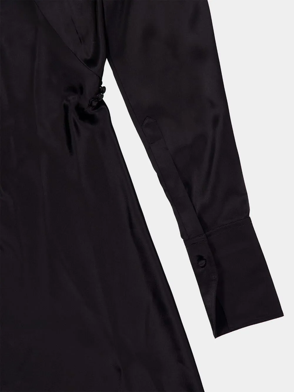 Draped Black Viscose Long-Sleeved Maxi Dress sold by Fashion Clinic product image thumbnail 4