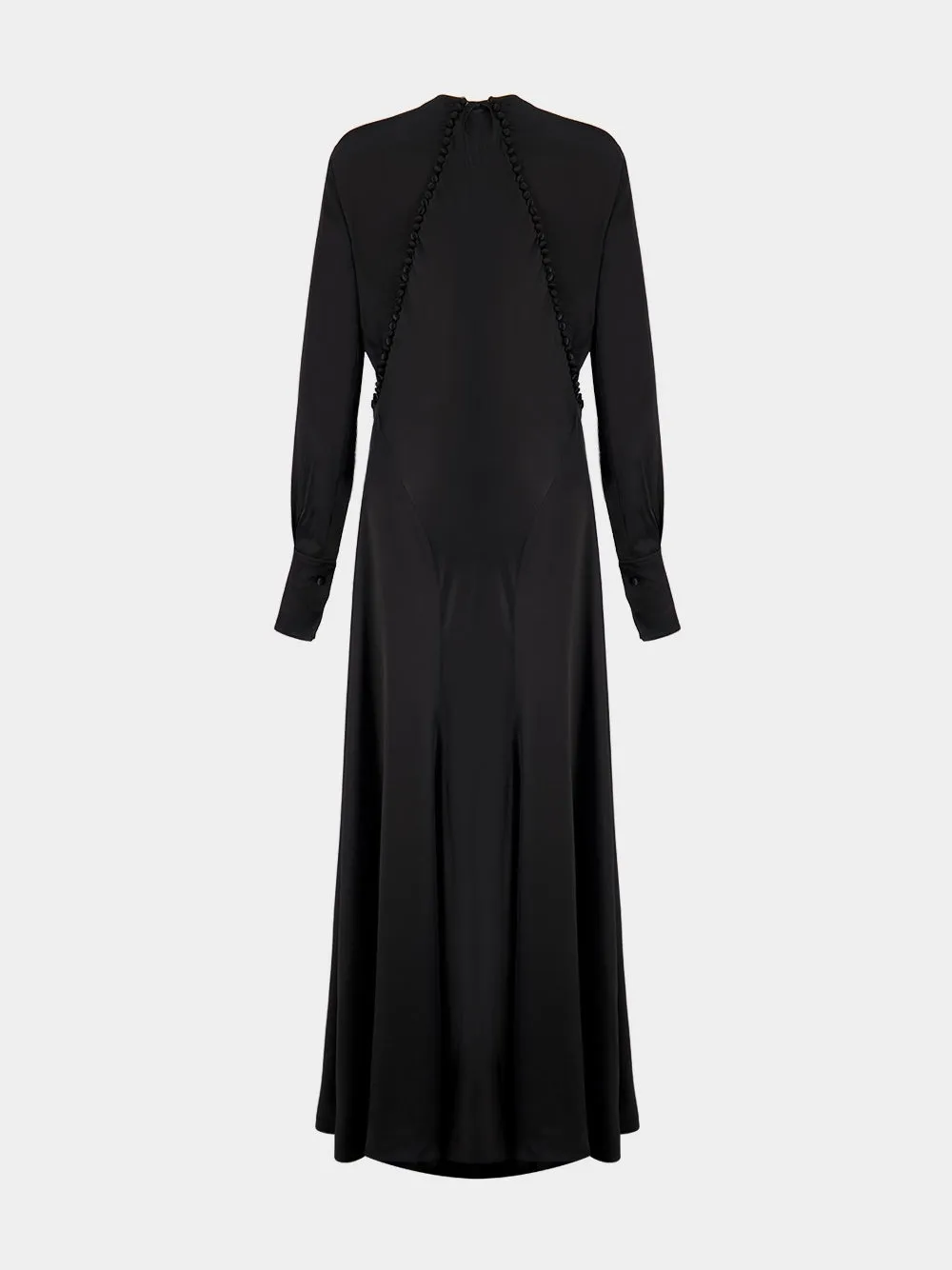 Draped Black Viscose Long-Sleeved Maxi Dress sold by Fashion Clinic product image thumbnail 2