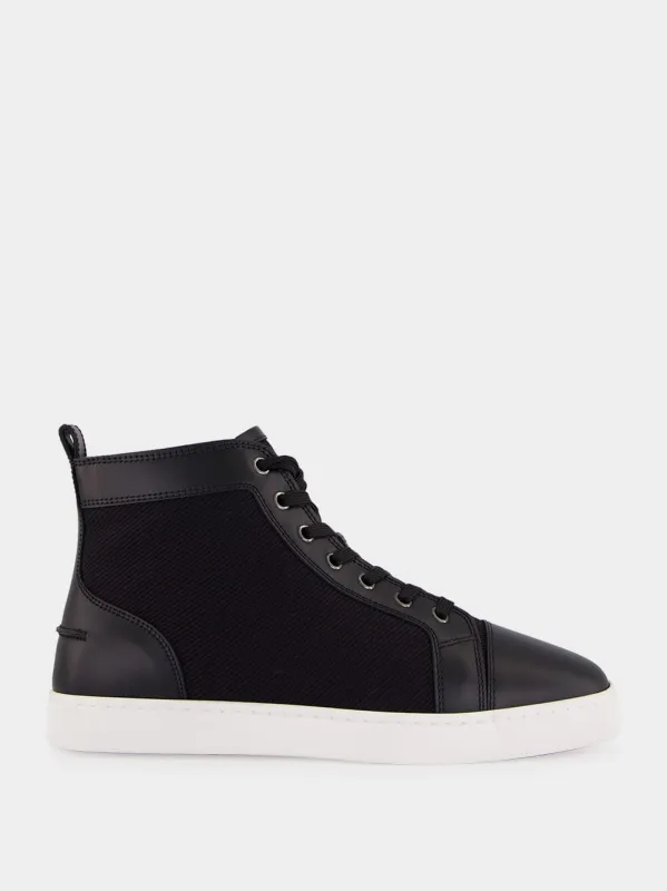Black High-Top Louis Serge Smart Calf Leather Sneakers made by Christian Louboutin