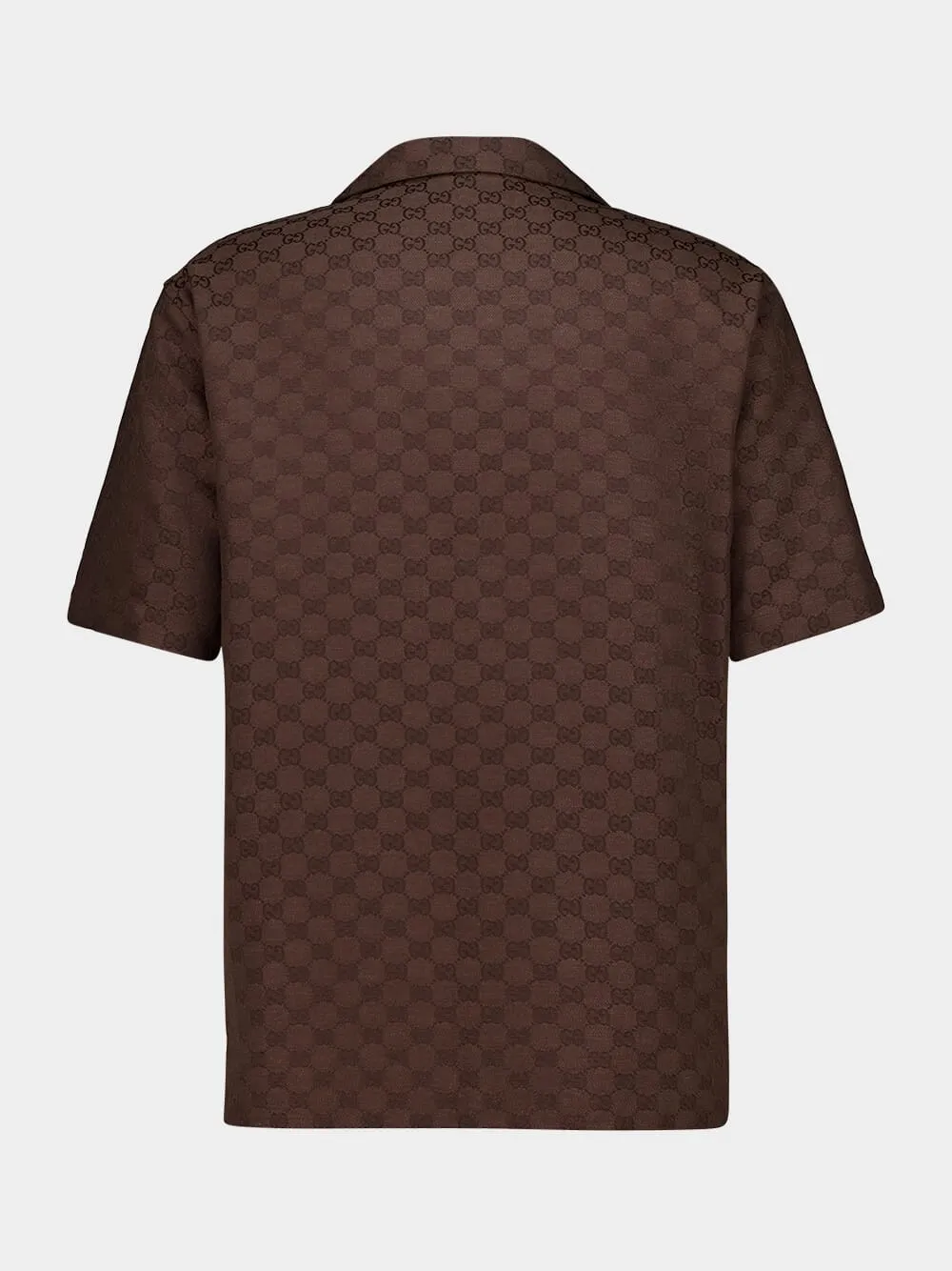Brown GG Canvas Linen-Blend Bowling Shirt sold by Fashion Clinic product image thumbnail 2