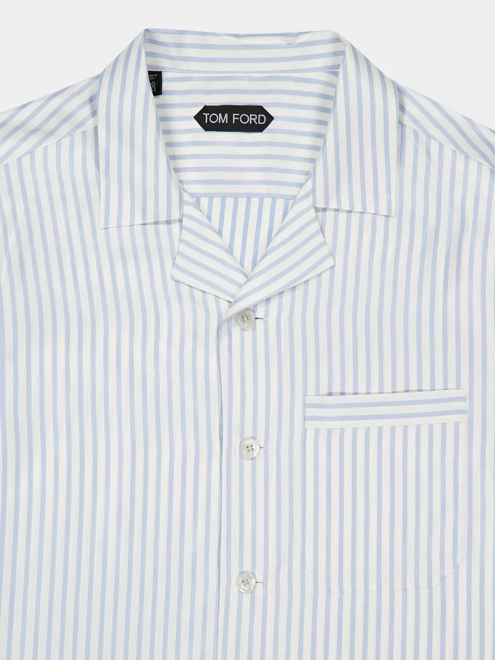 White and Light Blue Striped Silk Shirt sold by Fashion Clinic product image thumbnail 3