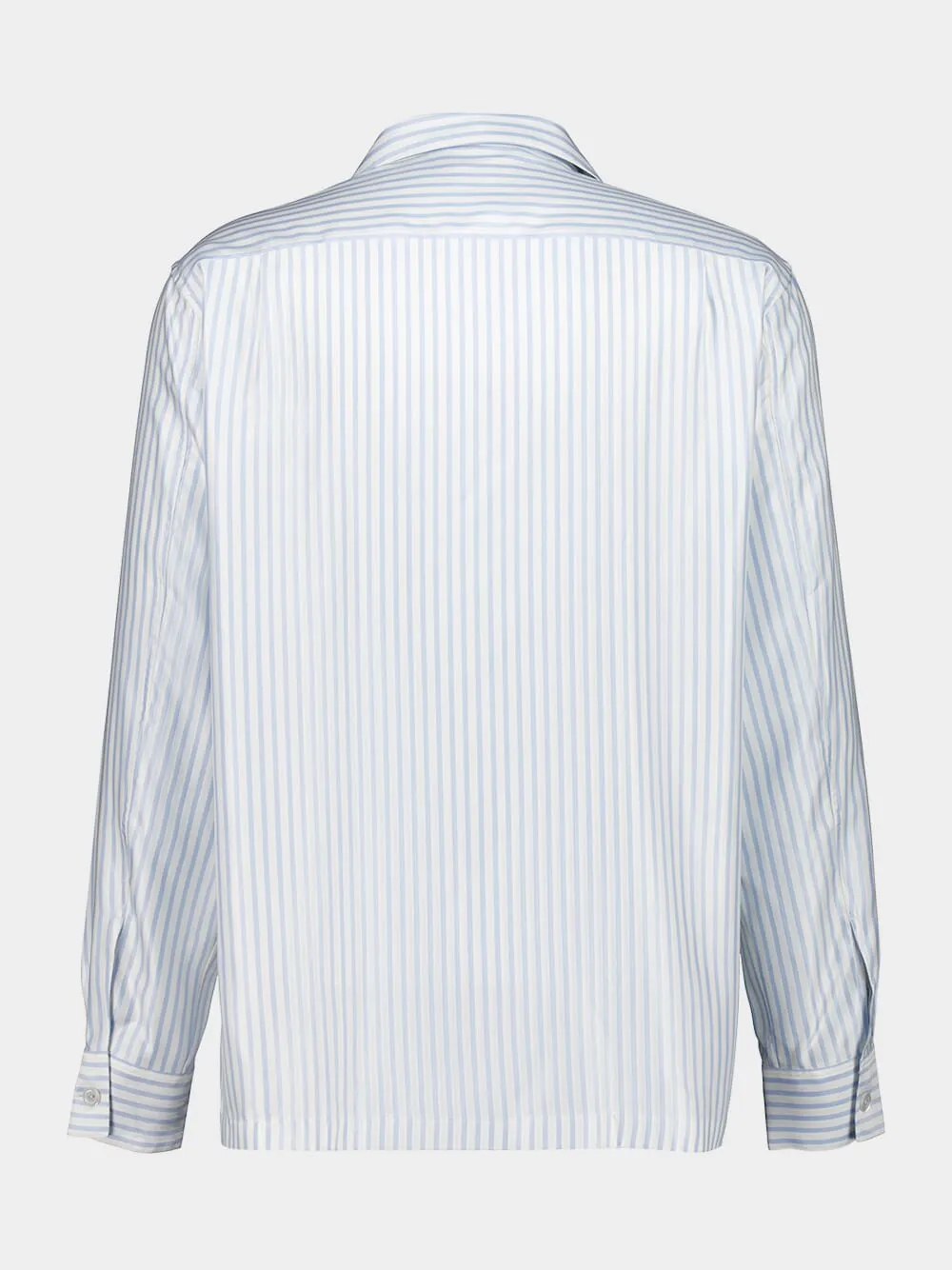 White and Light Blue Striped Silk Shirt sold by Fashion Clinic product image thumbnail 2