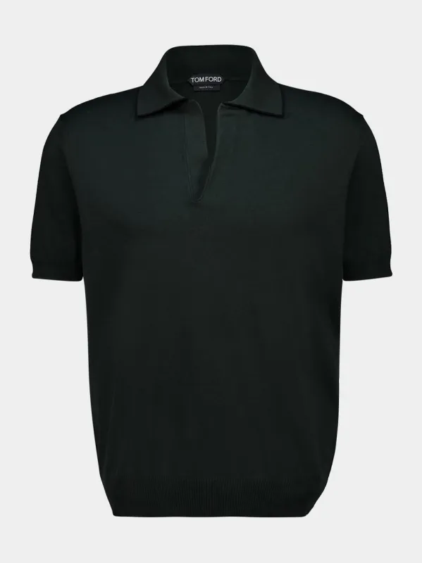 Forest Green Cotton-Silk Tipping Polo sold by Fashion Clinic