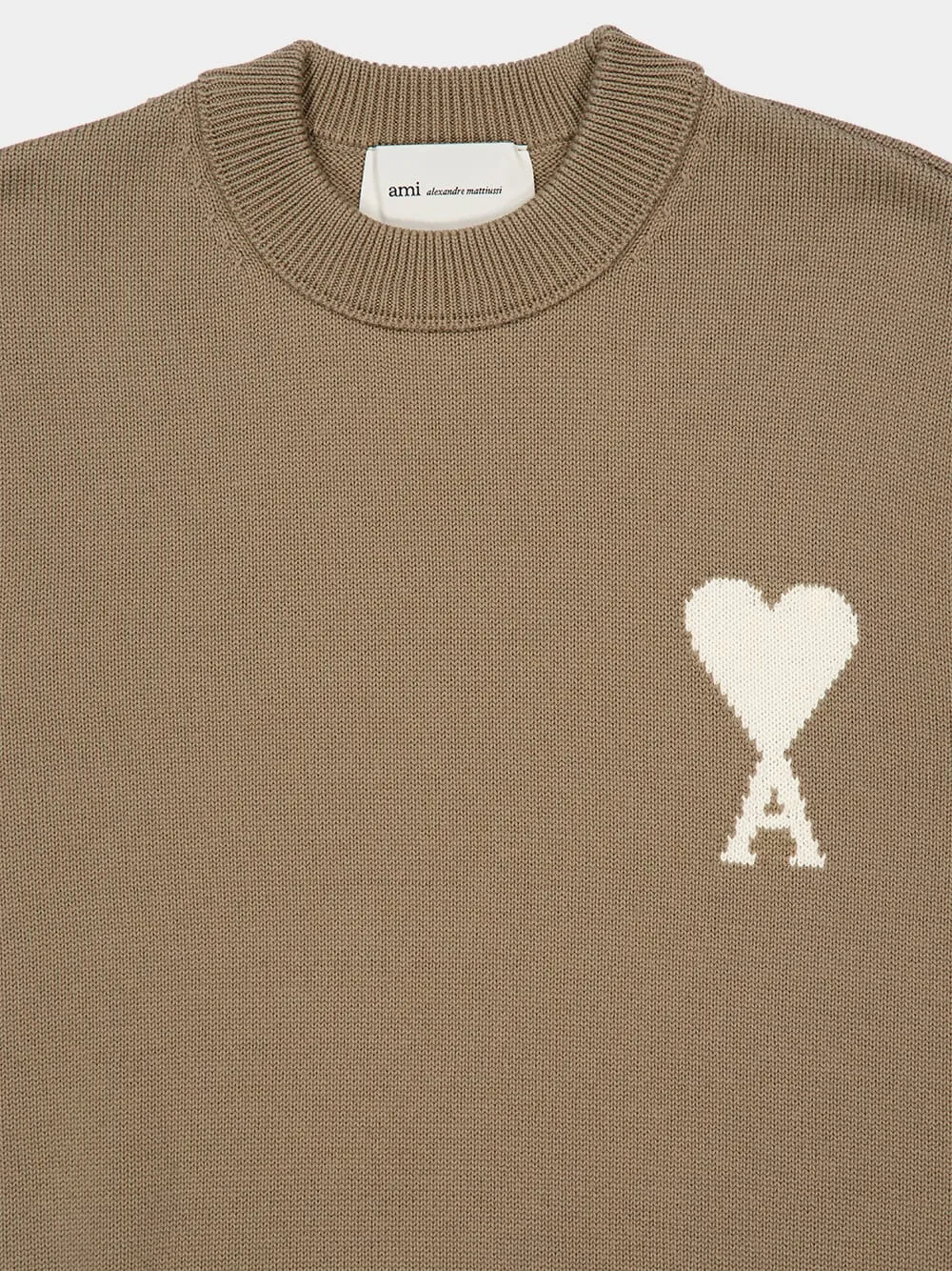Beige Wool and Cotton Ami de Coeur Crewneck Sweater sold by Fashion Clinic product image thumbnail 3