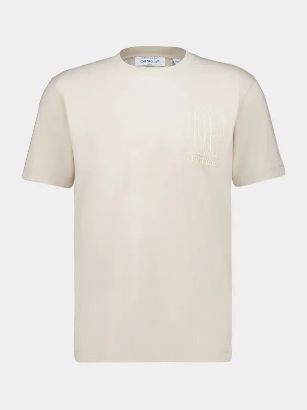 Cream Big Double Cotton T-Shirt made by Off-White