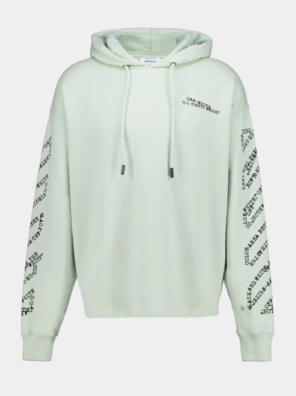 Mint Green Type Machine Arrow Cotton Hooded Sweatshirt made by Off-White