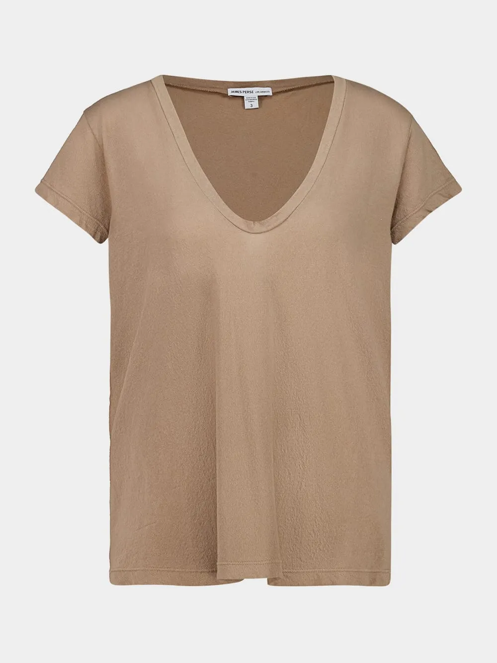 Coffee Brown Deep V-Neck Cotton T-Shirt sold by Fashion Clinic