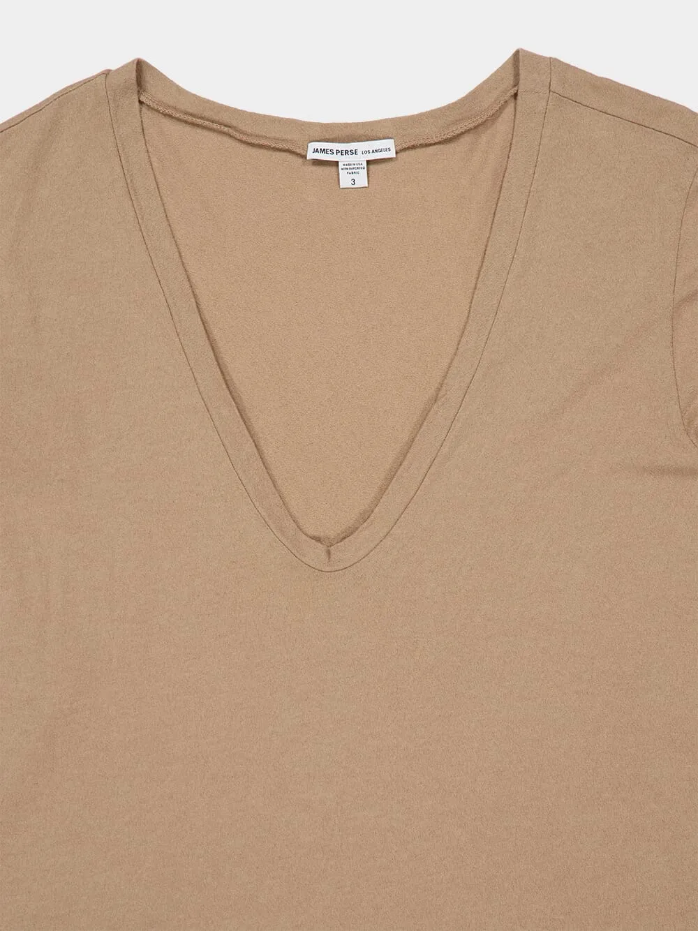Coffee Brown Deep V-Neck Cotton T-Shirt sold by Fashion Clinic product image thumbnail 3