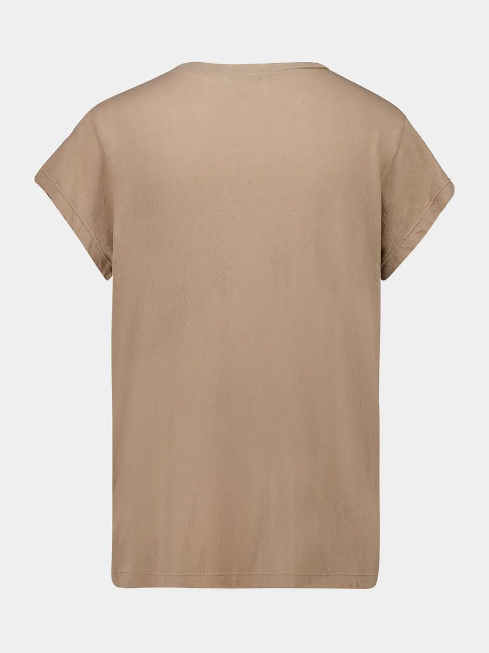 Coffee Brown Deep V-Neck Cotton T-Shirt sold by Fashion Clinic product image thumbnail 2