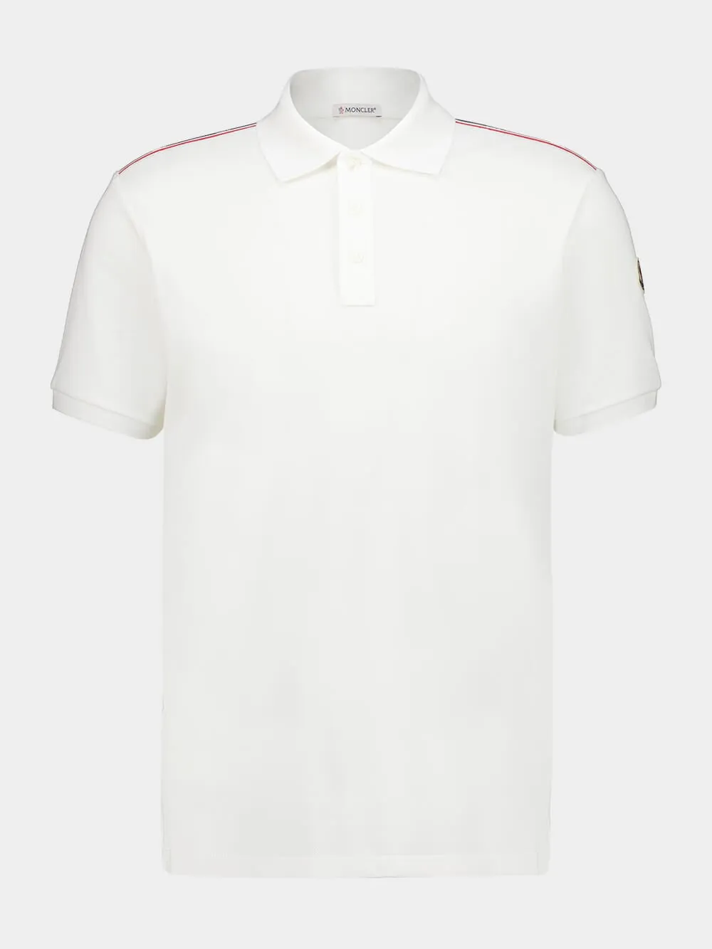 White Tricolor-Trimmed Cotton Piquet Polo Shirt sold by Fashion Clinic