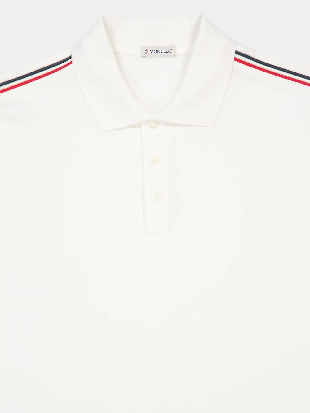 White Tricolor-Trimmed Cotton Piquet Polo Shirt sold by Fashion Clinic product image thumbnail 5