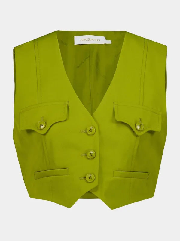 Pistachio Luna Wool Waistcoat made by Zimmermann