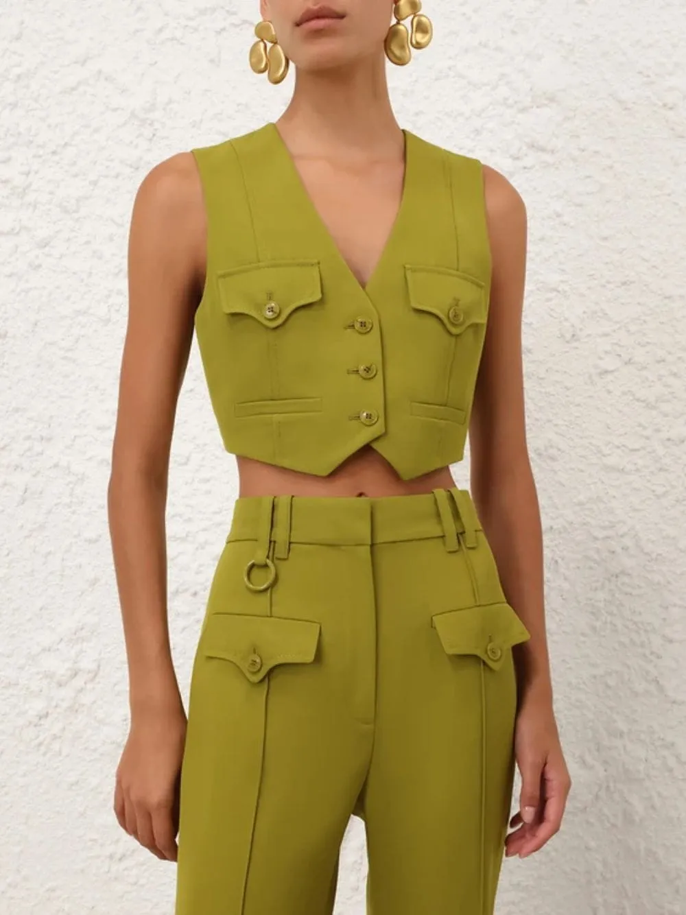 Pistachio Luna Wool Waistcoat sold by Fashion Clinic product image thumbnail 2