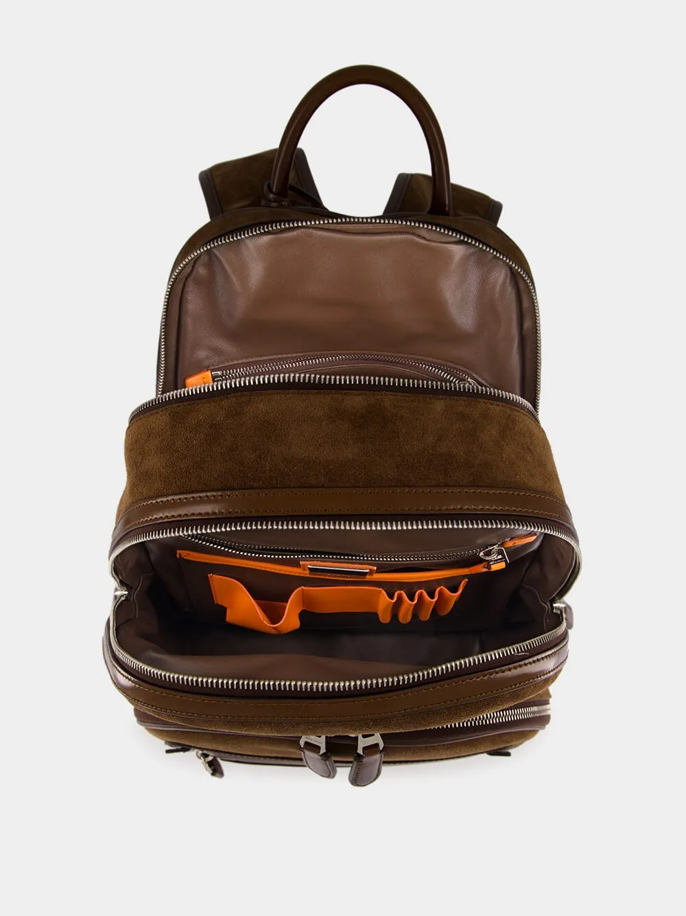 Dark Brown Suede Leather Backpack sold by Fashion Clinic product image thumbnail 5