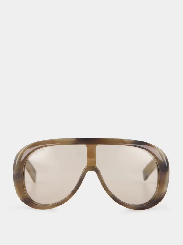 Light Brown Tortoiseshell Rectangular Frame Sunglasses sold by Fashion Clinic