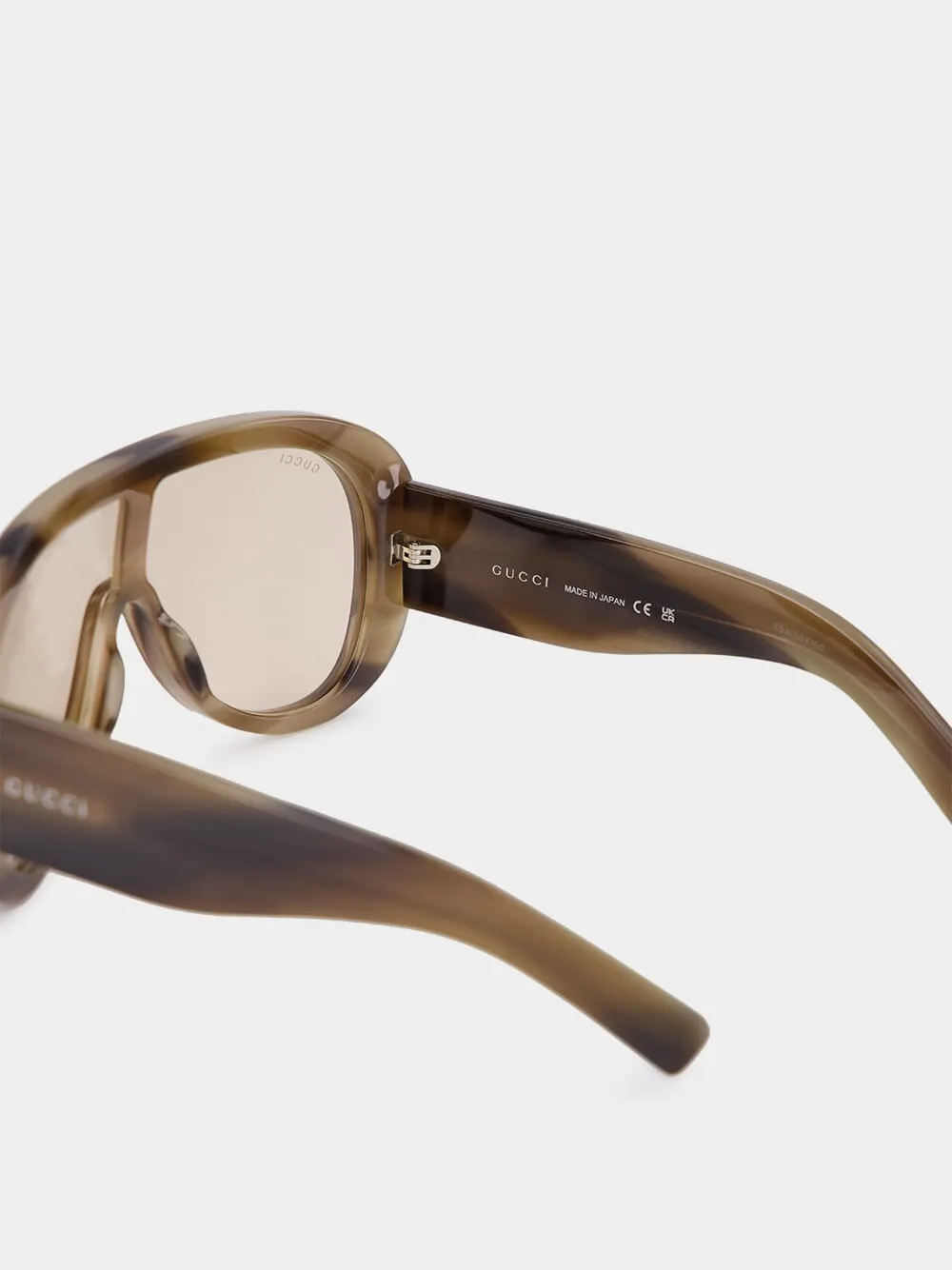Light Brown Tortoiseshell Rectangular Frame Sunglasses sold by Fashion Clinic product image thumbnail 4