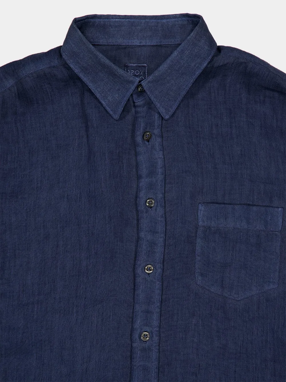 Navy Blue Linen Long-Sleeved Shirt sold by Fashion Clinic product image thumbnail 3