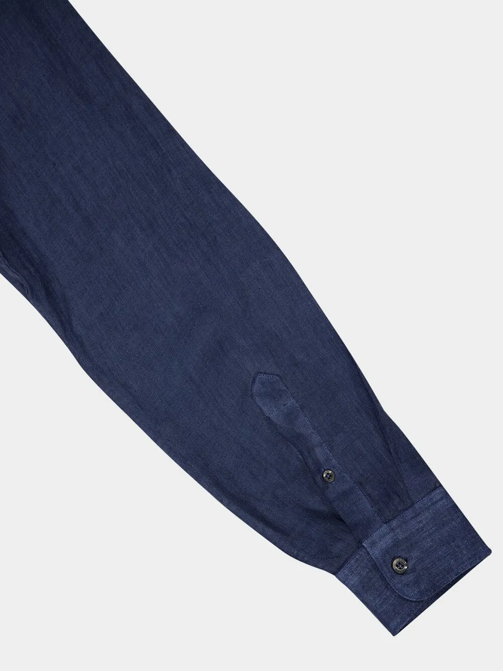 Navy Blue Linen Long-Sleeved Shirt sold by Fashion Clinic product image thumbnail 4